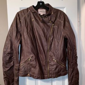 Faux Leather Zip Up Jacket (Heavy)